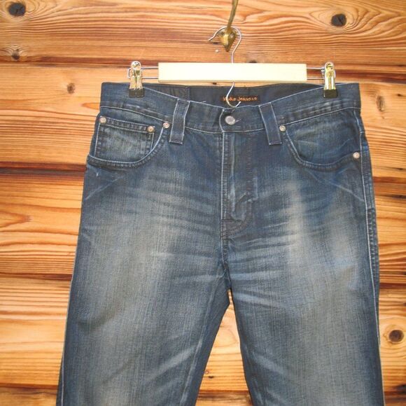 Nudie Jeans Slim Jim Used Blue Coated Jeans 32 X 33 - Picture 5 of 11